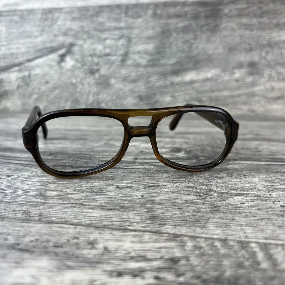 Vintage T. Brogan Optyl Eyeglasses Frames ONLY Brown Aviator Germany 58-18